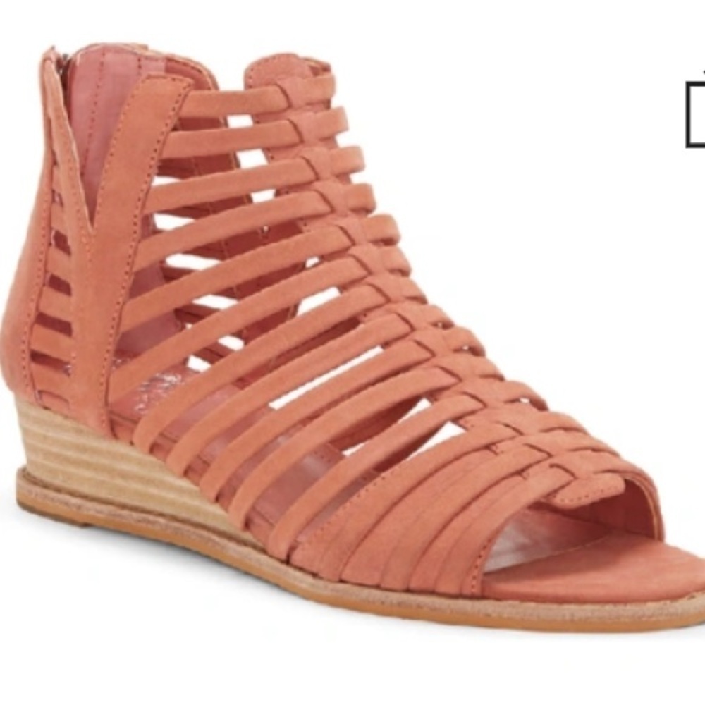 Vince Camuto women’s Revey Wedge Sandal In Medium Orange size 6.5